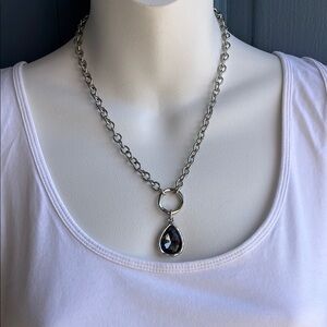 Silver Necklace with Black Pendant